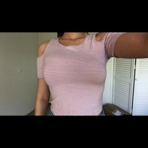 Pink/Muave Cold Shoulder Shirt